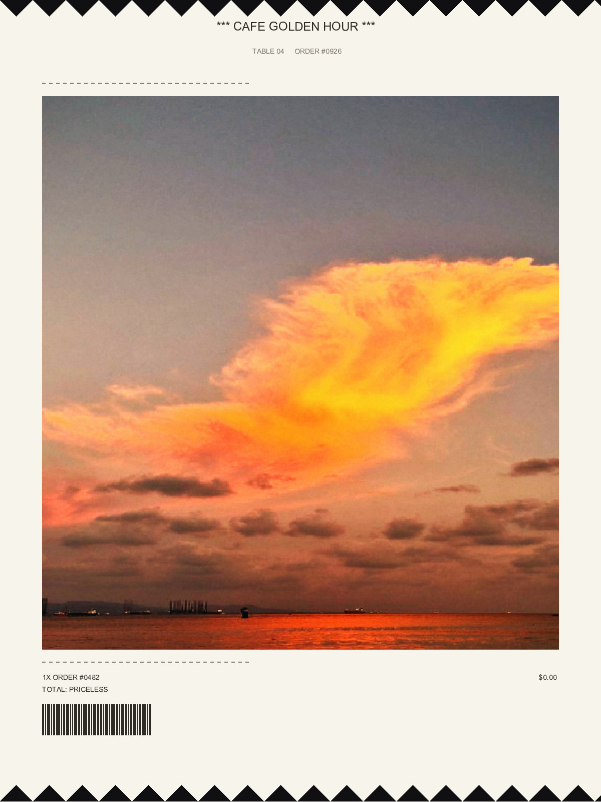 GoldenHour photo exported in the receipt print layout