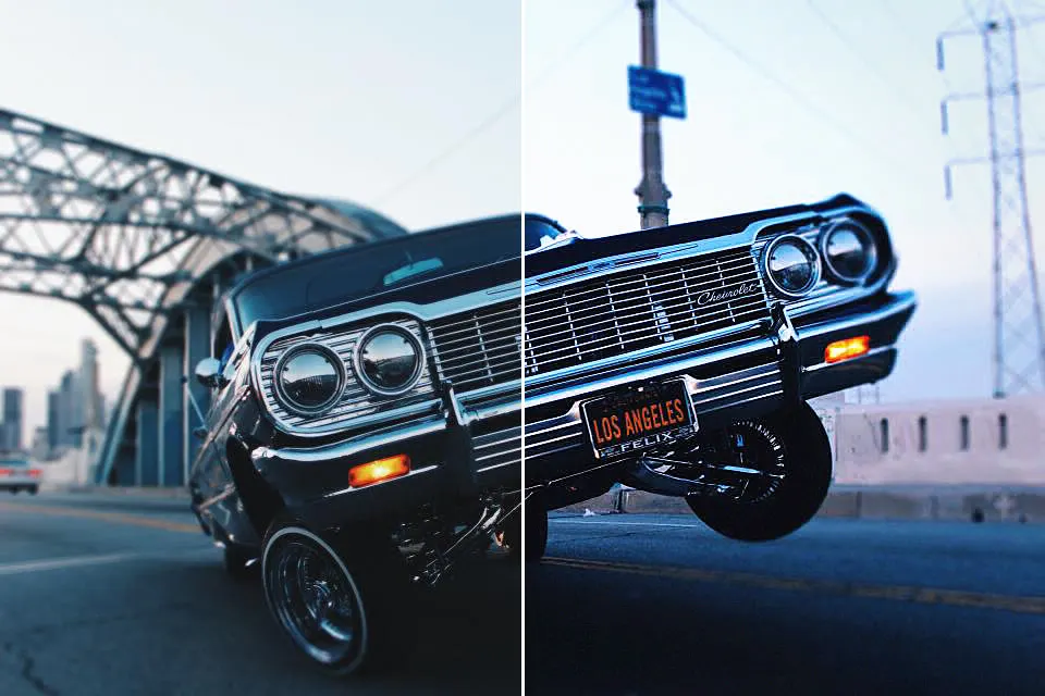 Before and after: Car Lowrider, original vs GoldenHour CCD 2000 look